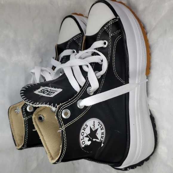 Colors Fashion Moda Black &White Leather Women's Boots Converse Size 7.5 - Picture 5 of 12